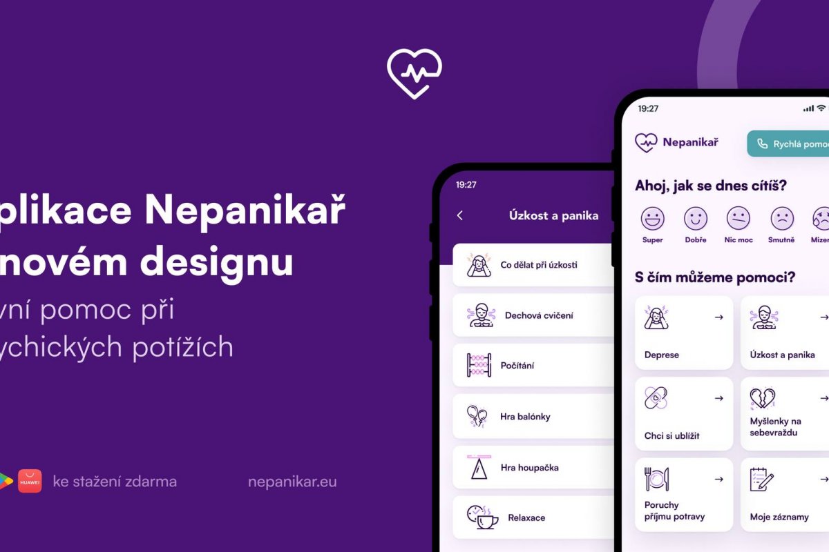 Projekt Nepanikař vyvinul aplikaci pro psychologickou první pomoc a přibližuje veřejnosti téma duševního zdraví
